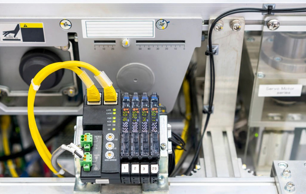 Smart factory control room with live data streams